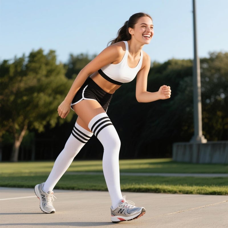 Zando Women's 6-Pack Cotton Thigh High Over Knee Socks - Striped Boot Socks & Leg Warmers for Daily, Sports, Cosplay - Image 3